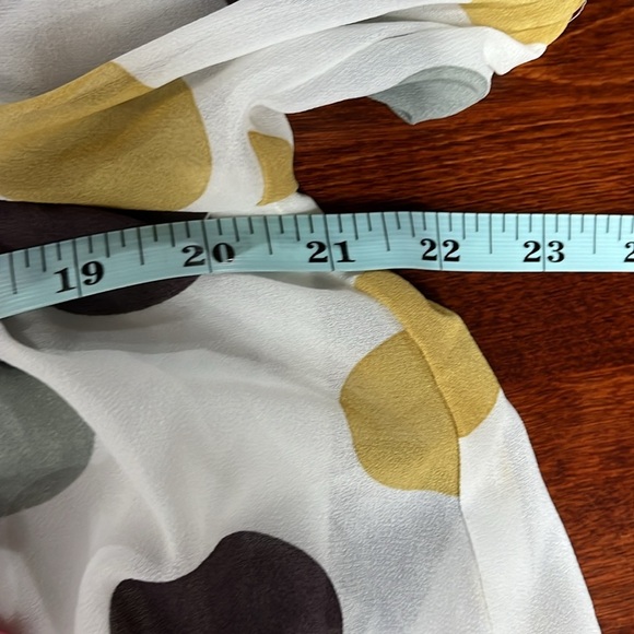 Big Hit Womens Mini Dress L Gold Gray Polka Dot Pattern 1/2 Balloon Sleeves EUC - Picture 10 of 12